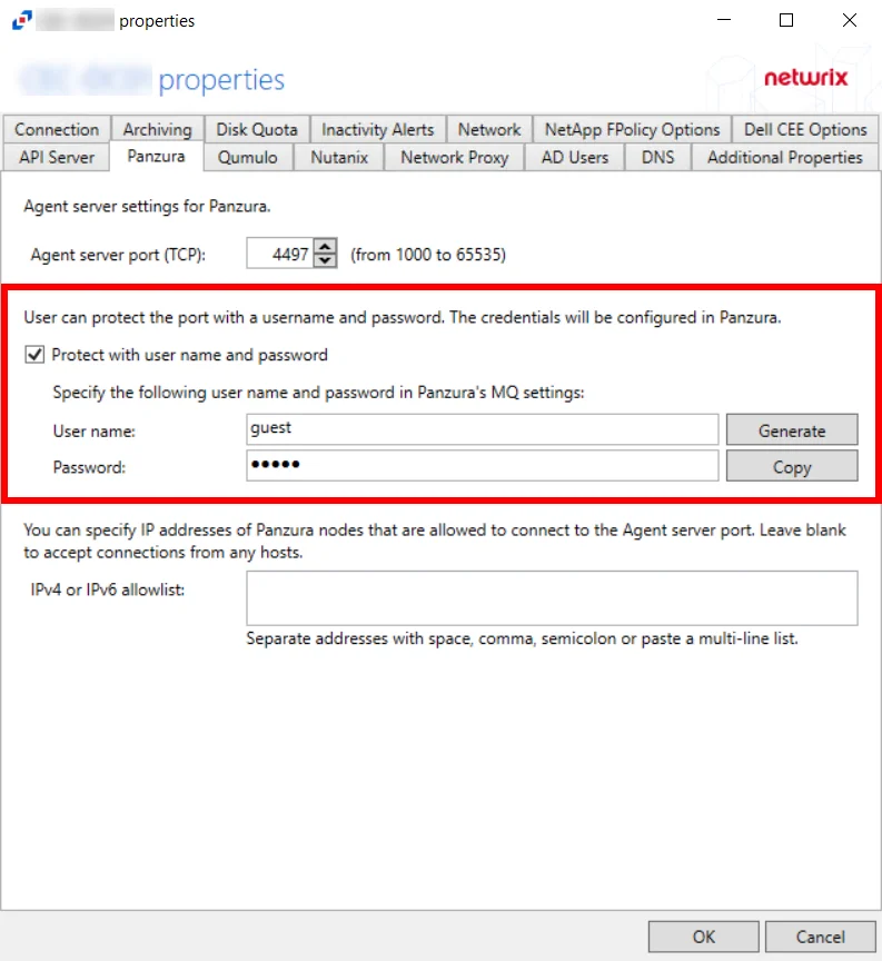 Panzura MQ Protection Account Credentials