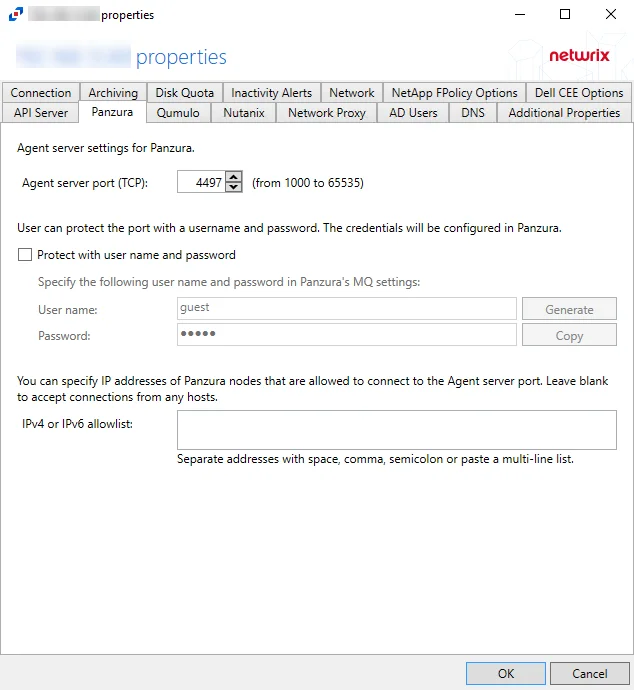 Agent Properties - Panzura Tab