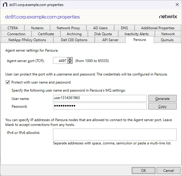 Agent Properties - Panzura Tab
