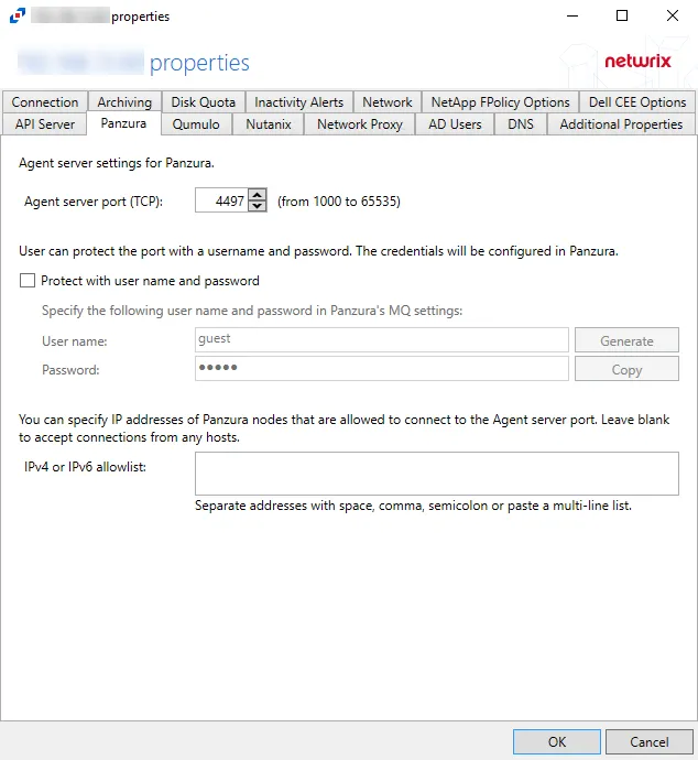 Agent Properties - Panzura Tab