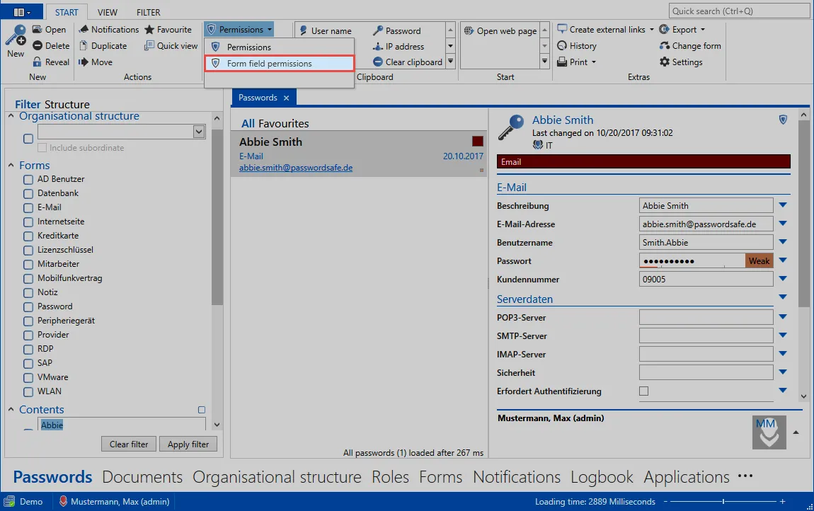 form field permissions
