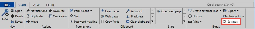 password settings