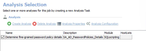 Analysis Task for the AD_PasswordPolicies Job