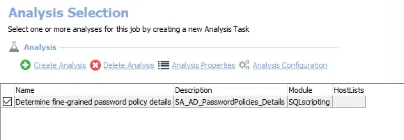 Analysis Task for the AD_PasswordPolicies Job