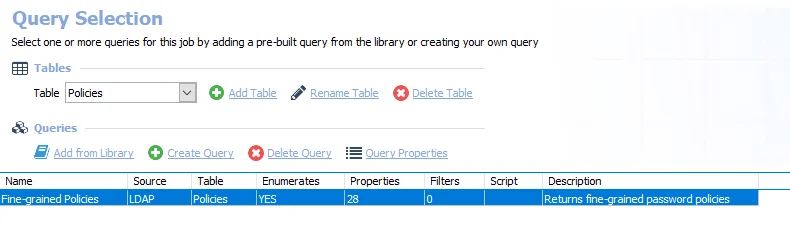 Query for the AD_PasswordPolicies Job