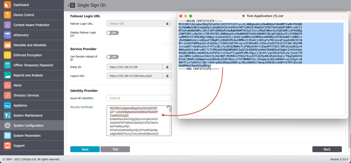 Open the downloaded certiﬁcate with a text editor and copy the content inside it