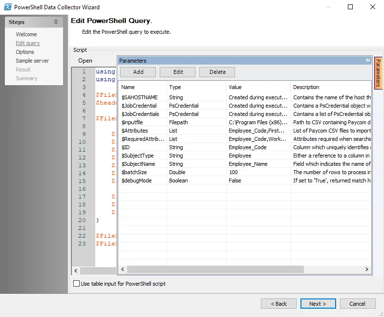 Edit Query Page