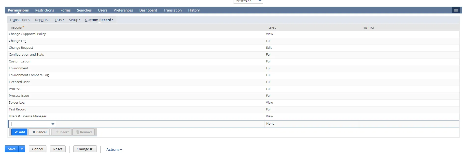 Setting Permissions for Custom Roles