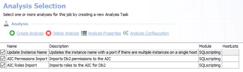 Analysis Selection
