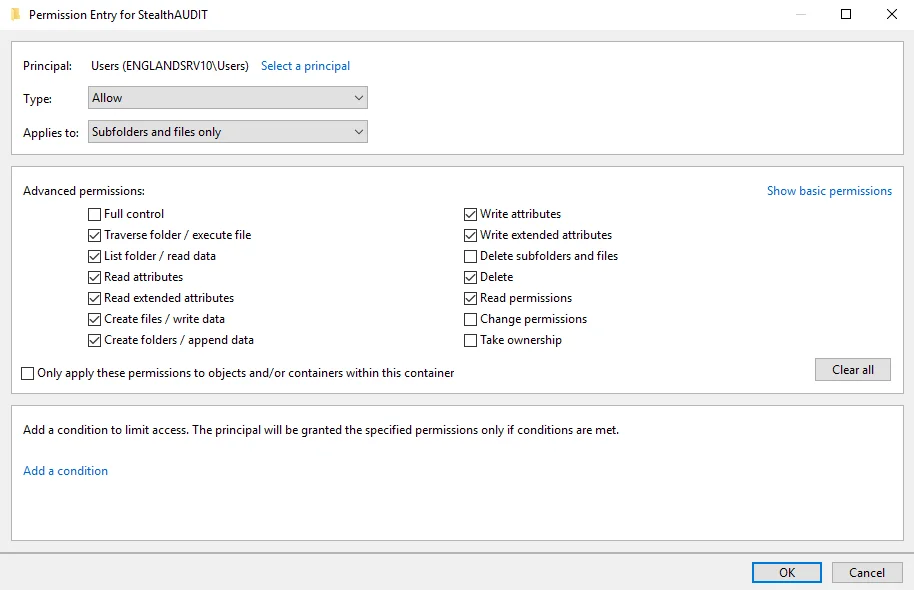 Permissions - Subfolders and files only