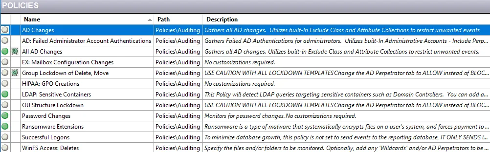 Policies Interface