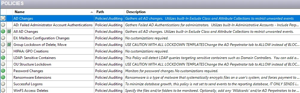Policies Interface