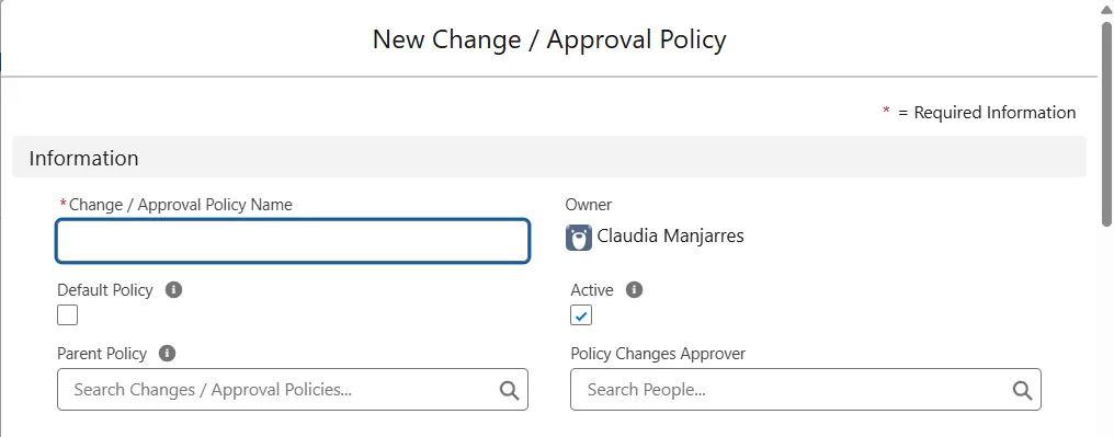 New Policy form