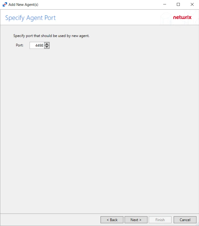 Specify Agent Port page