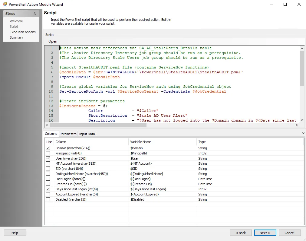 PowerShell Action Module Wizard