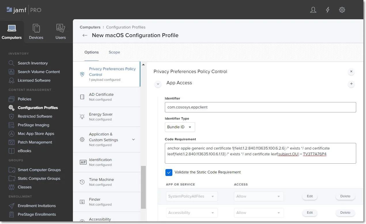 Configuring Privacy Peferences Policy Control