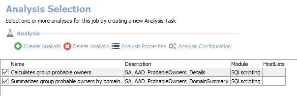 Analysis tasks for AAD_ProbableOwners Job
