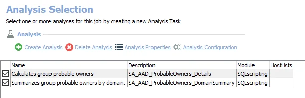 Analysis tasks for AAD_ProbableOwners Job