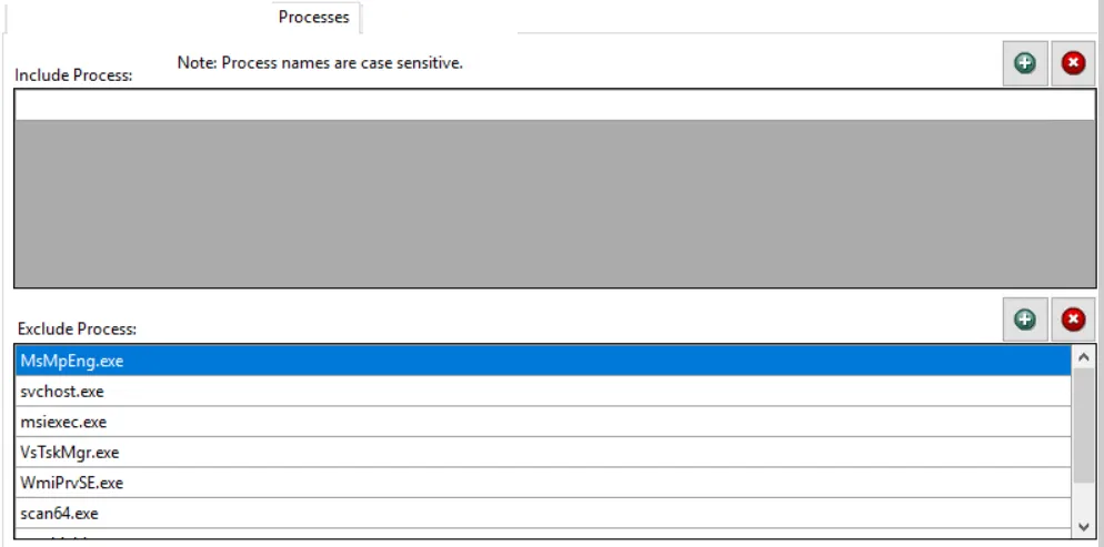 Processes Monitoring filter