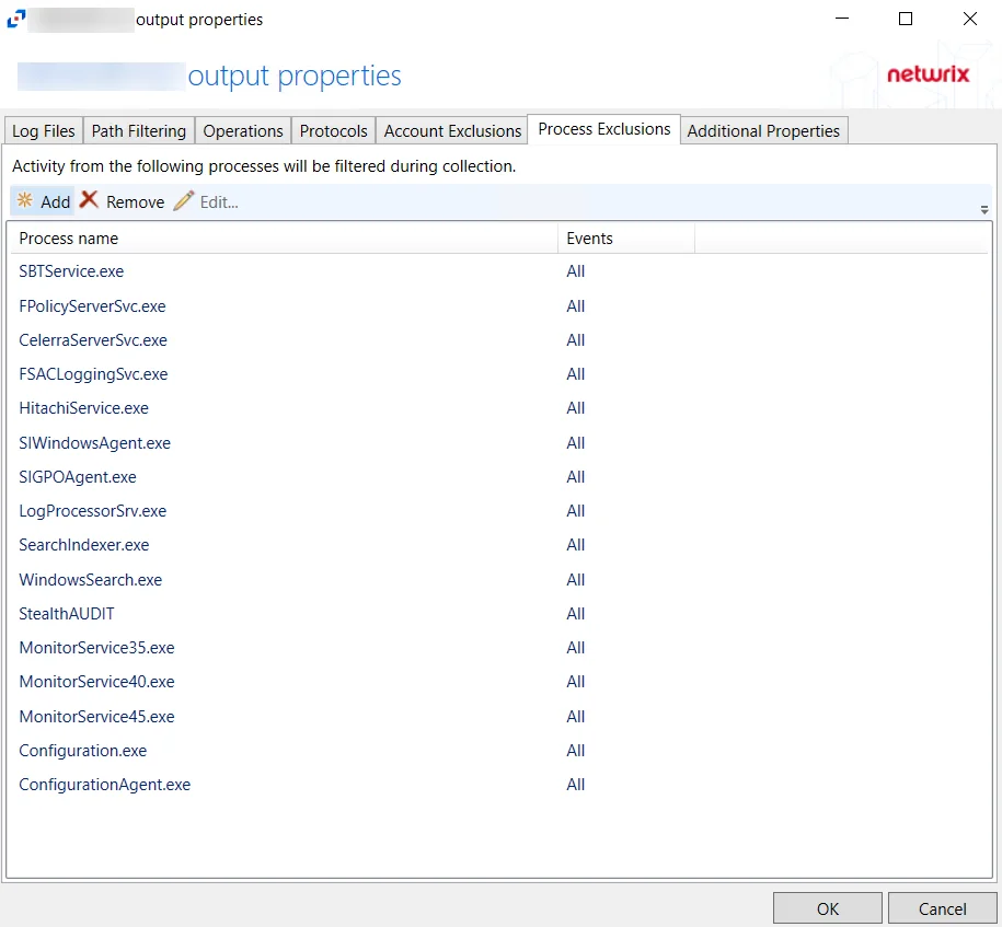 Process Exclusions Tab