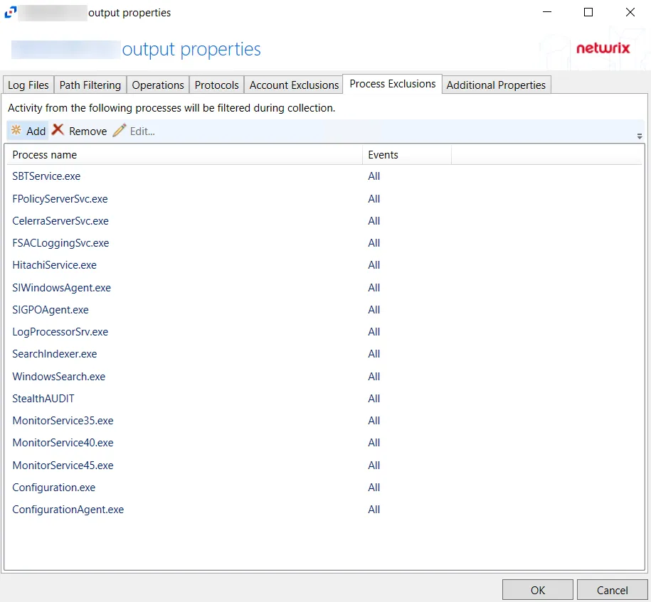 Process Exclusions Tab