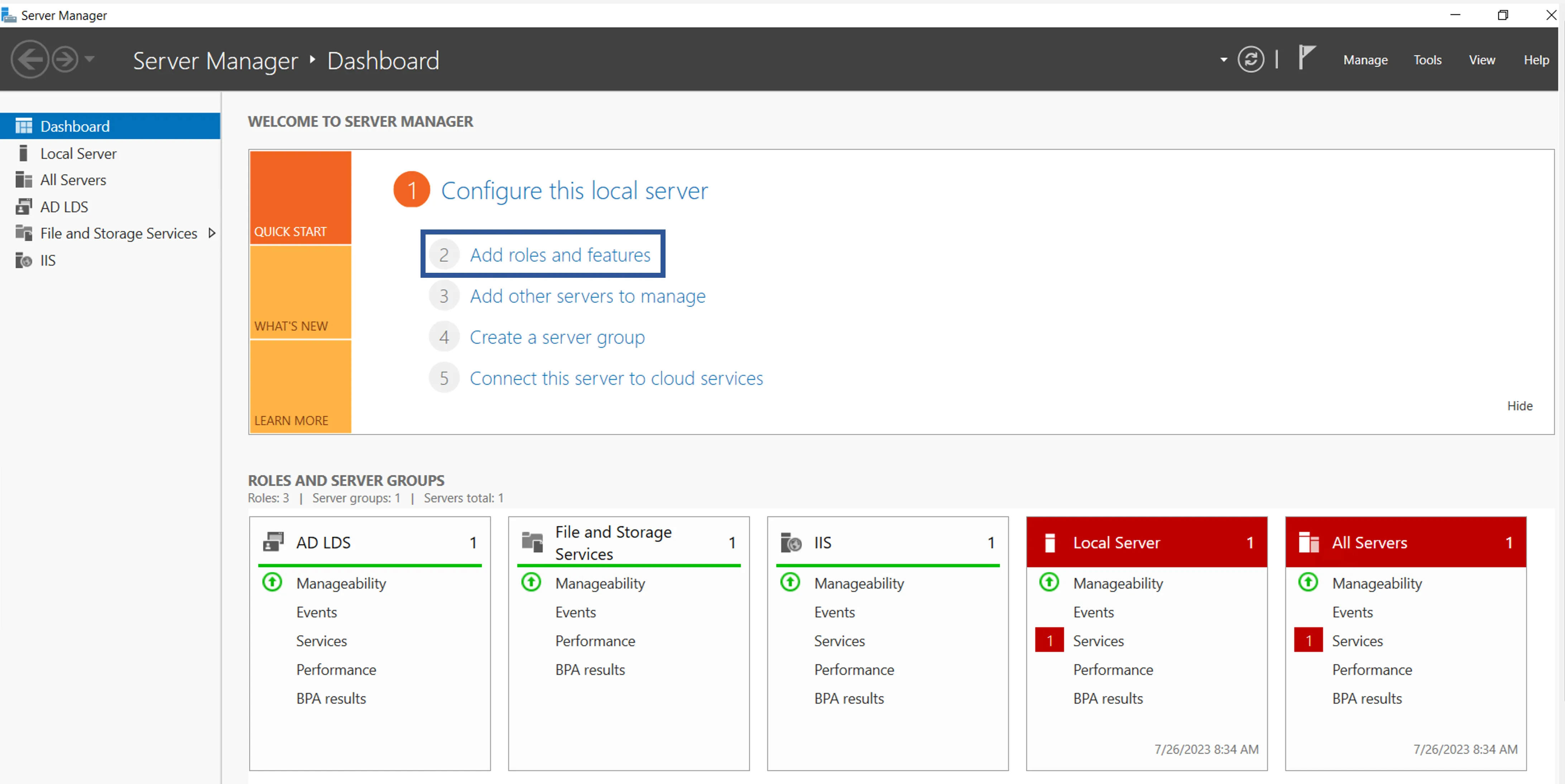 Server Manager: Step 1