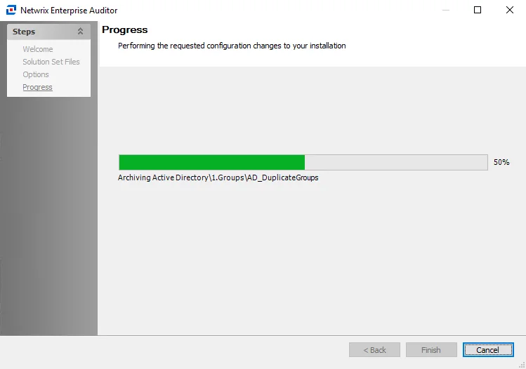 Configuration Wizard Progress page
