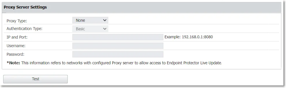 Proxy Server Settings