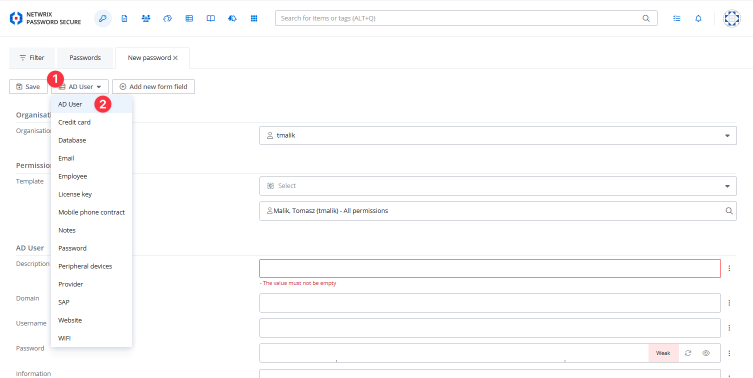 Password Secure AD User Step 3