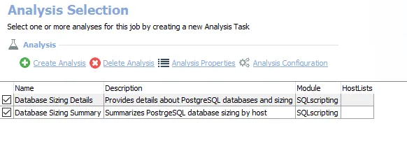 Analysis Selection