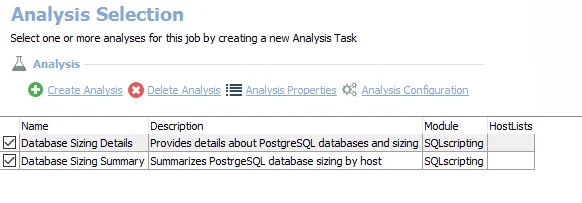 Analysis Selection