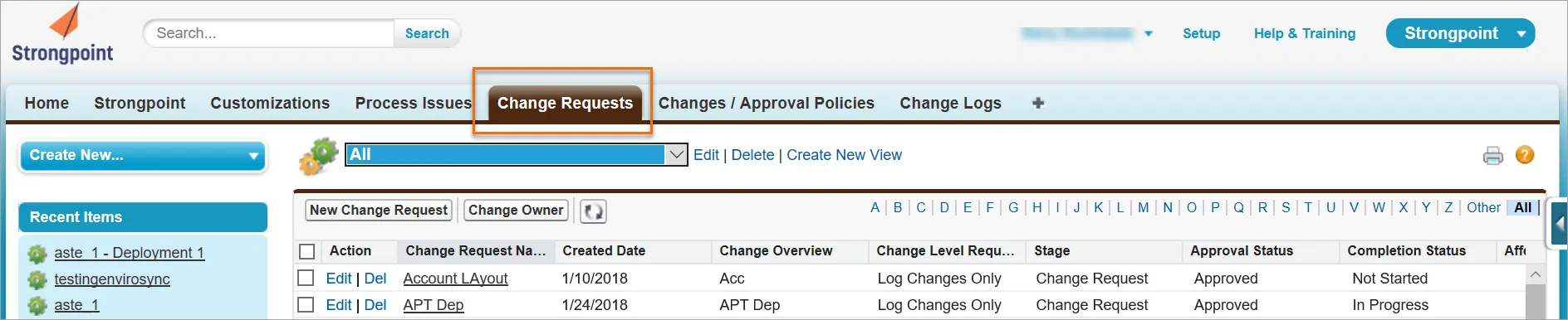 Open Completed Change Request