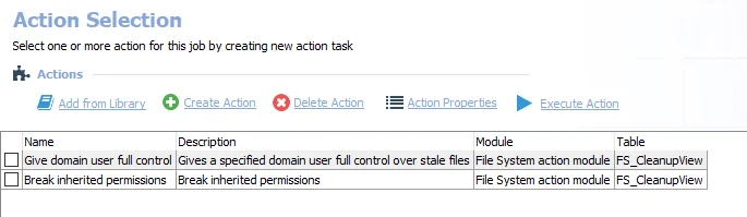 Action Tasks for the FS_QuarantineData Job