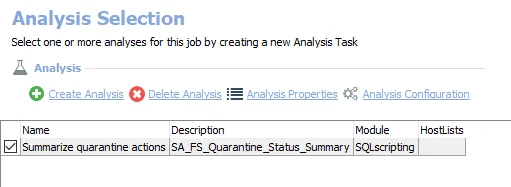 Analysis Tasks for the FS_QuarantineData_Status Job
