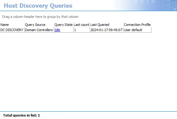 Host Discovery Queries Pane