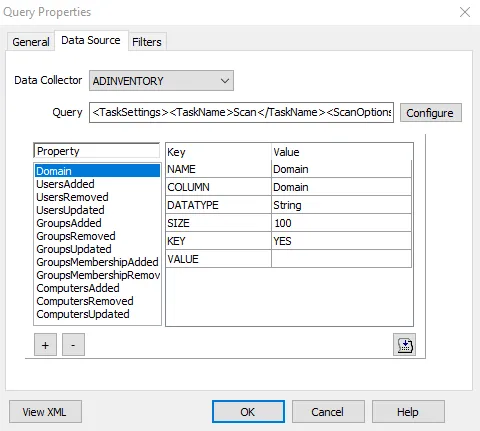 Data Source tab of Query Properties for new Query