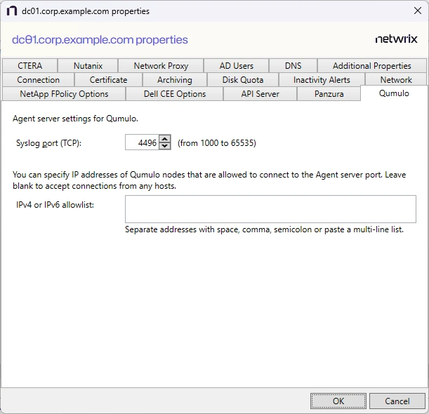 Agent Properties - Qumulo