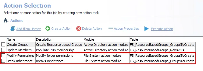 File System action tasks