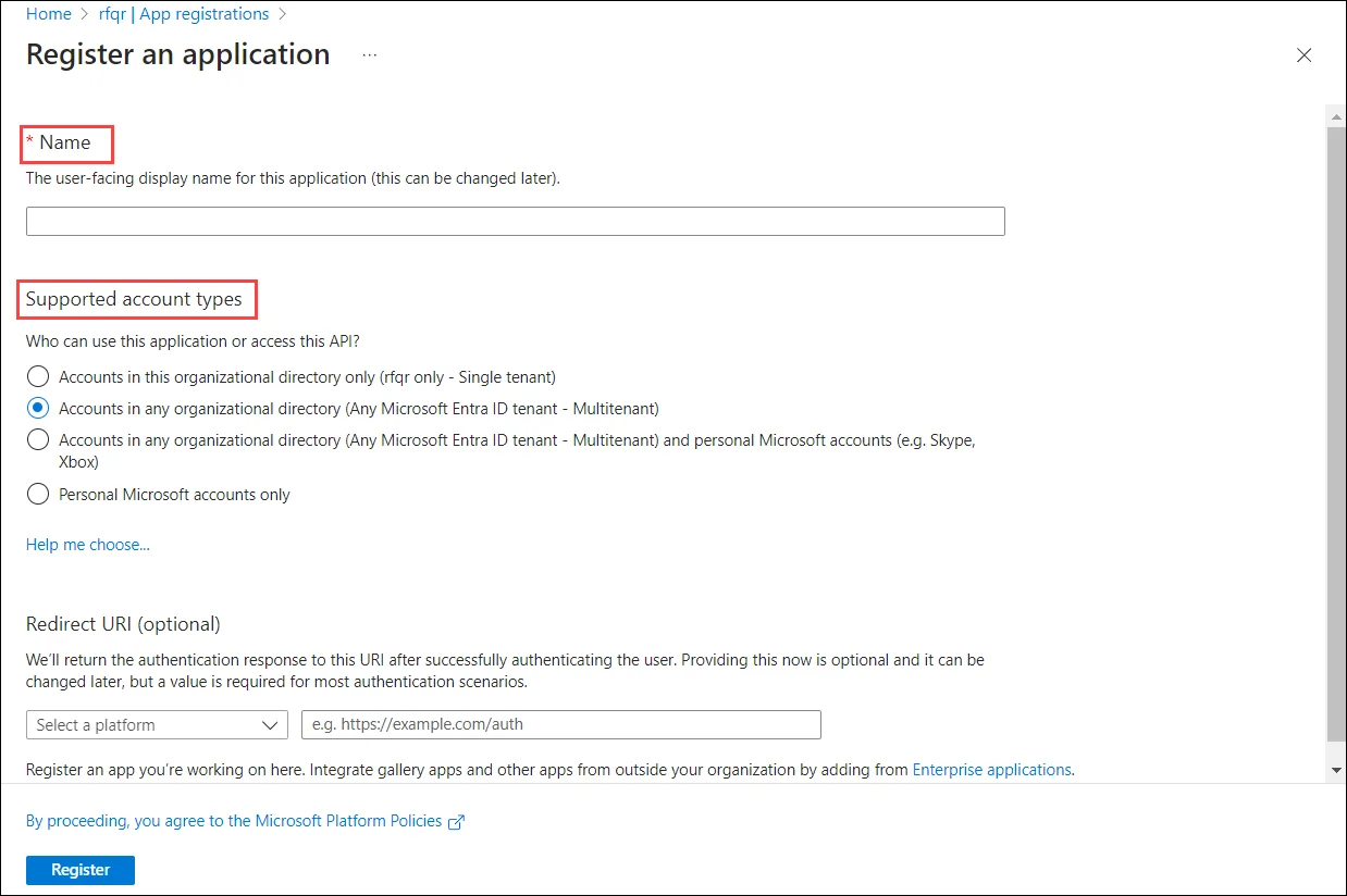 Register an application