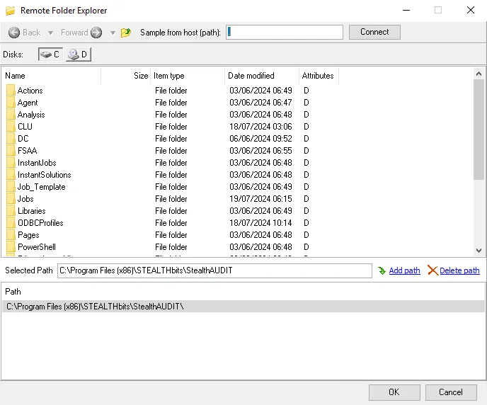 Remote Folder Explorer window