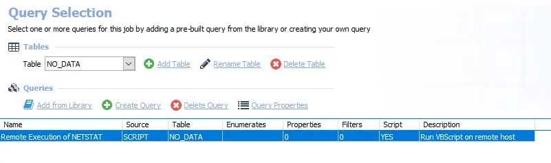 Queries for the RetrieveNetstat Job