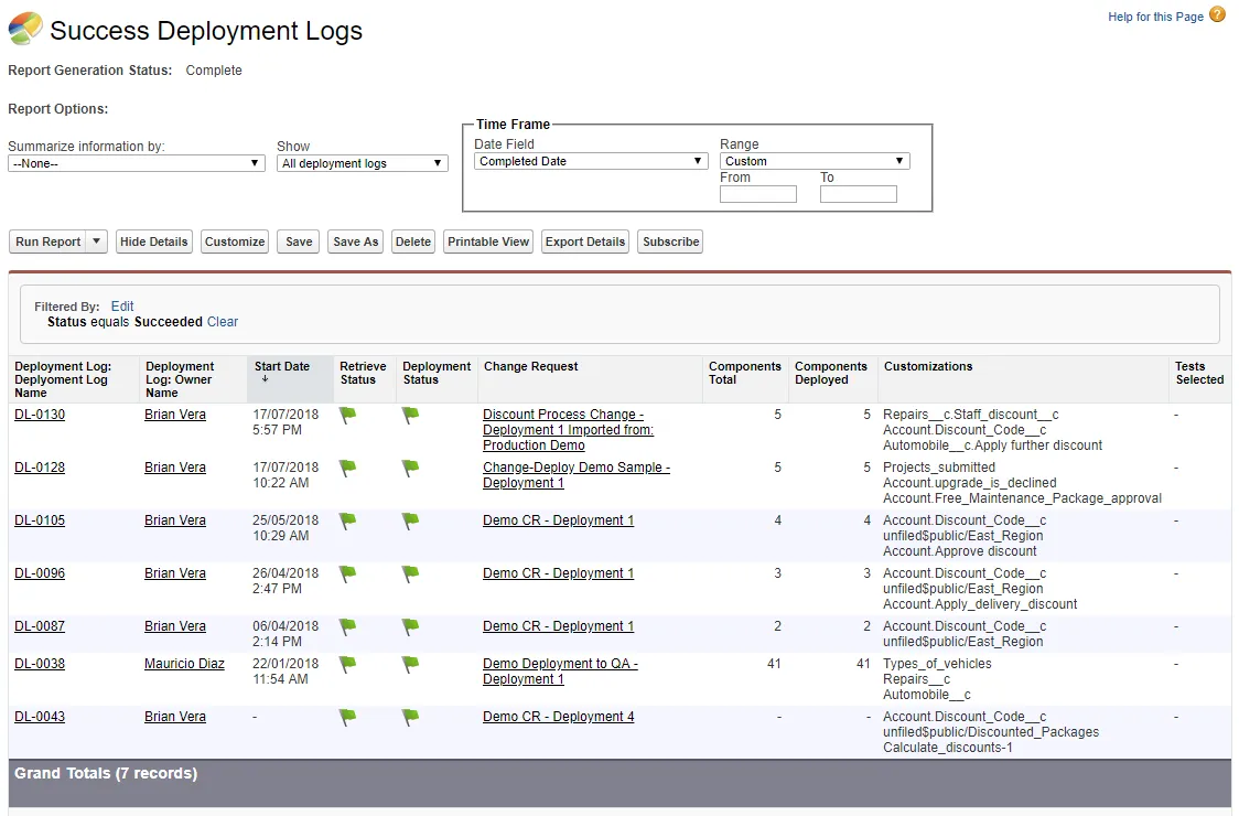 Successful Deployment Logs Report
