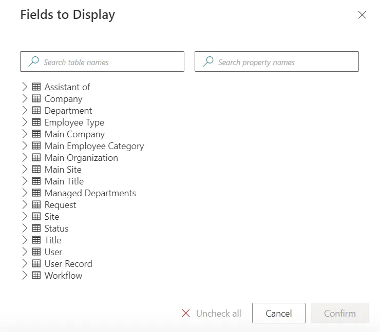 Fields to Display