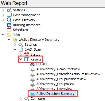 Report under the Results Node in the Jobs Tree