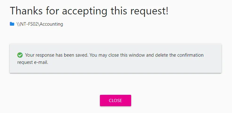Request accepted message