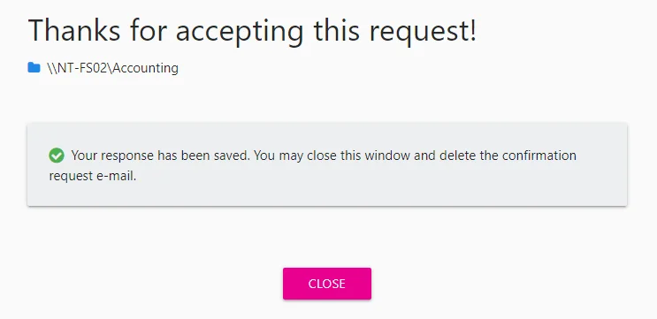 Request accepted message