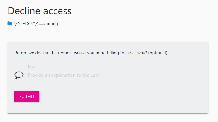 Decline access message