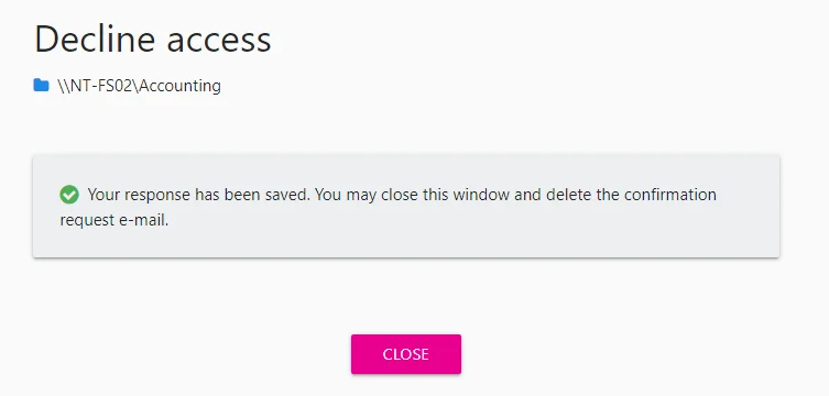 Access declined message