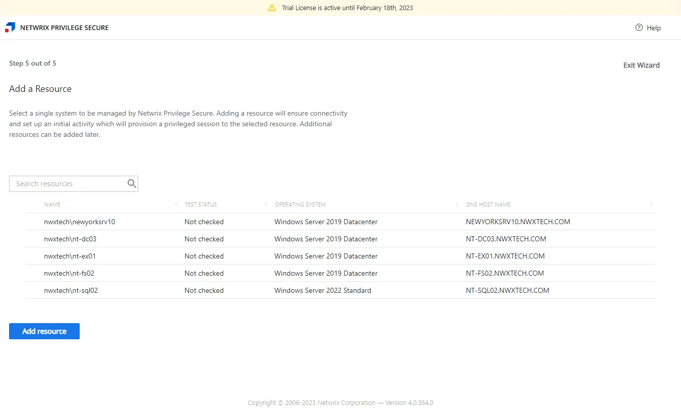 Setup Wizard on the Step 5 page