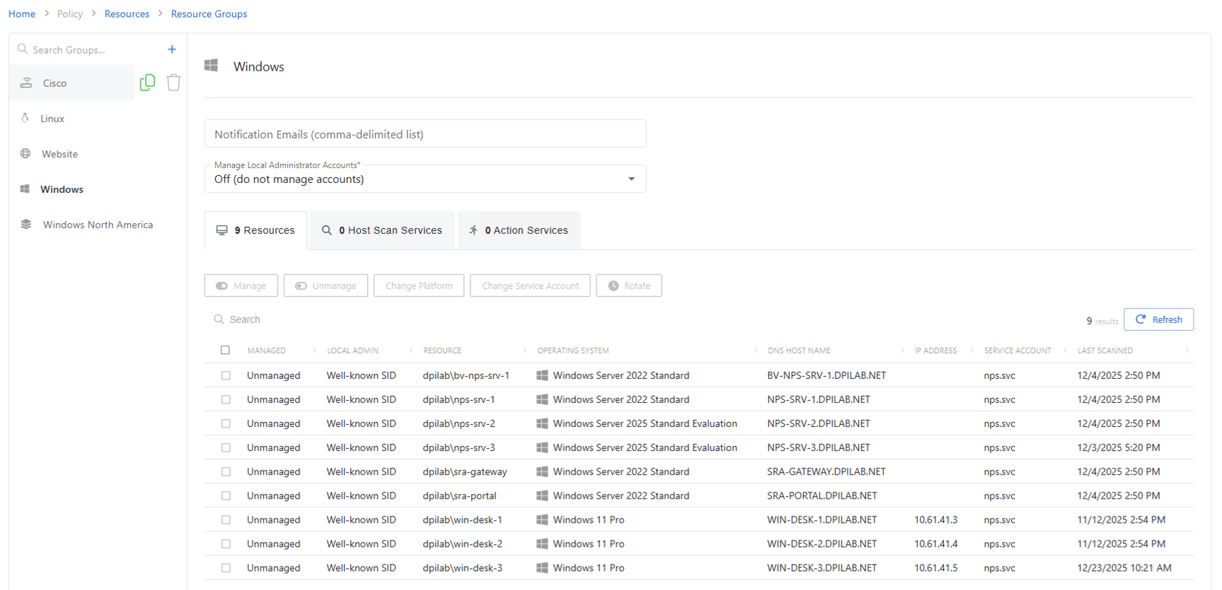 Resource Groups Details Page